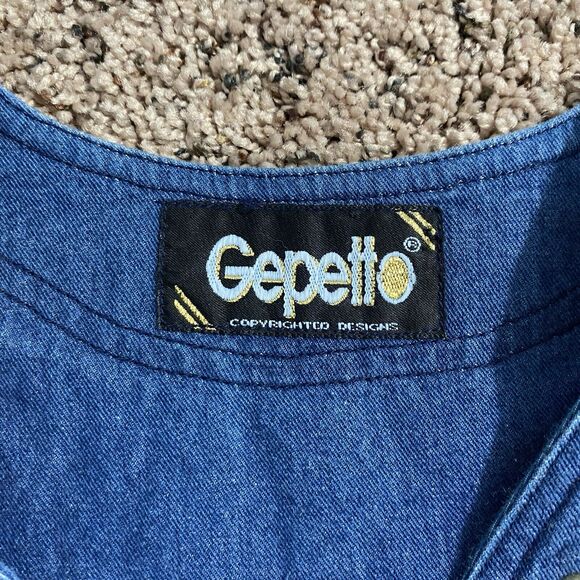 GEPETTO Denim Button Up Shirt Tunic Top VTG Embellished Western Cowgirl Rodeo M - Picture 4 of 7